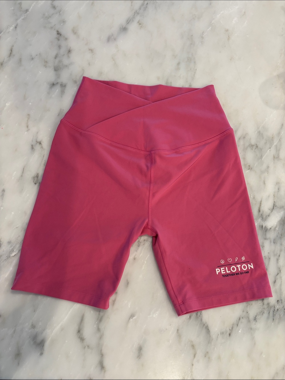 Peloton Women's Pink Crossover Waist Bike Shorts